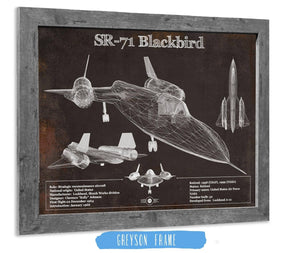 14" x 11" / Greyson Frame Cutler West SR-71 Blackbird Black Version - Aircraft Original Military Wall Art