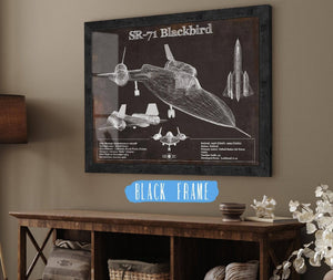 20" x 16" / Black Frame Cutler West SR-71 Blackbird Black Version - Aircraft Original Military Wall Art