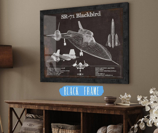 20" x 16" / Black Frame Cutler West SR-71 Blackbird Black Version - Aircraft Original Military Wall Art