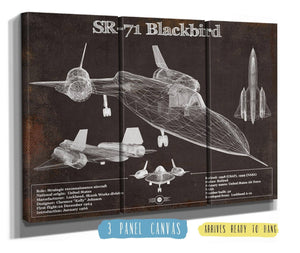 36" x 24" / 3 Panel Canvas Wrap Cutler West SR-71 Blackbird Black Version - Aircraft Original Military Wall Art