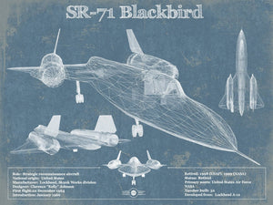 14" x 11" / Unframed Cutler West SR-71 Blackbird Blue Version - Aircraft Original Military Wall Art