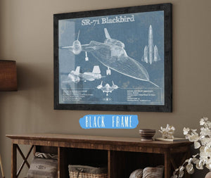 20" x 16" / Black Frame Cutler West SR-71 Blackbird Blue Version - Aircraft Original Military Wall Art