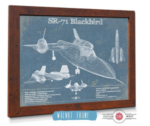 20" x 16" / Walnut Frame Cutler West SR-71 Blackbird Blue Version - Aircraft Original Military Wall Art