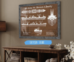 Cutler West SS John W. Brown Liberty ship Blueprint Original Military Wall Art - Customizable