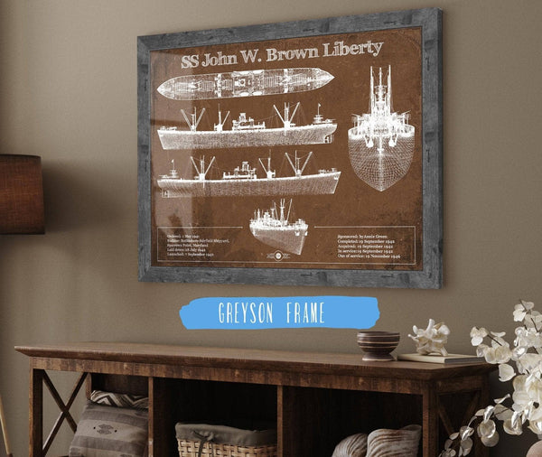Cutler West SS John W. Brown Liberty ship Blueprint Original Military Wall Art - Customizable