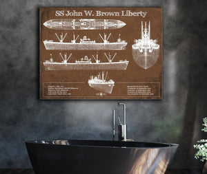 Cutler West SS John W. Brown Liberty ship Blueprint Original Military Wall Art - Customizable