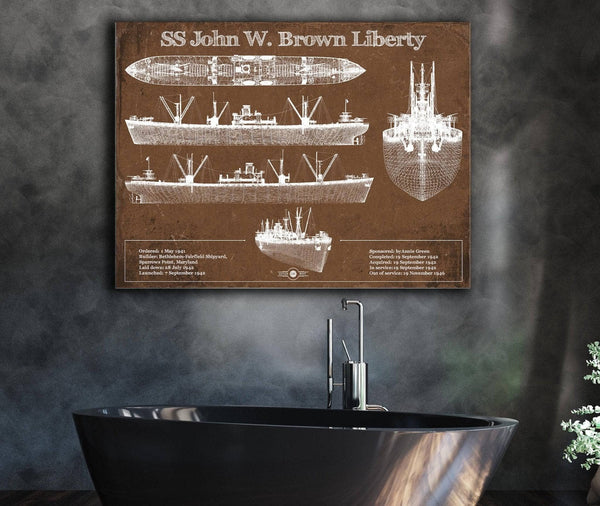 Cutler West SS John W. Brown Liberty ship Blueprint Original Military Wall Art - Customizable