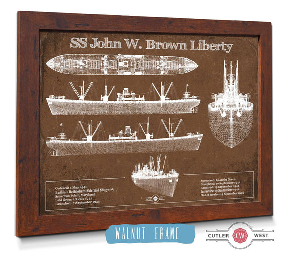Cutler West SS John W. Brown Liberty ship Blueprint Original Military Wall Art - Customizable