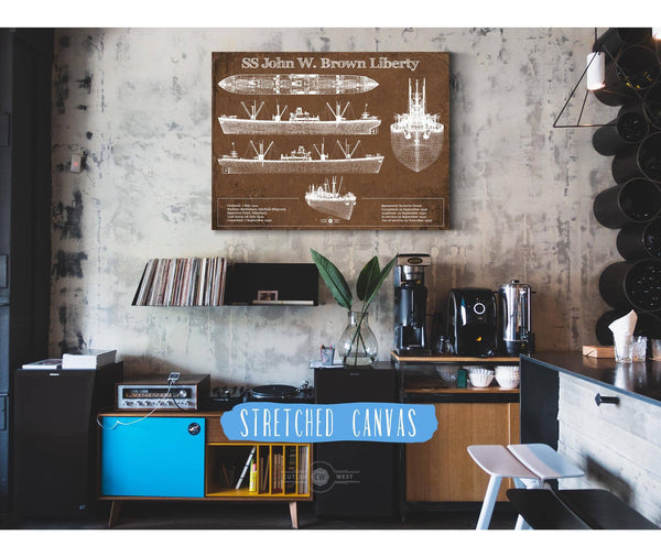 Cutler West SS John W. Brown Liberty ship Blueprint Original Military Wall Art - Customizable