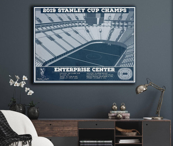 Cutler West St. Louis Blues Enterprise 2019 Stanley Cup Champions - Vintage Hockey Team Color Print