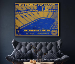 Cutler West St. Louis Blues Enterprise 2019 Stanley Cup Champions - Vintage Hockey Team Color Print