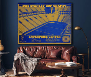 Cutler West St. Louis Blues Enterprise 2019 Stanley Cup Champions - Vintage Hockey Team Color Print
