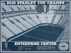 14" x 11" / Unframed Cutler West St. Louis Blues Enterprise 2019 Stanley Cup Champions - Vintage Hockey Team Color Print