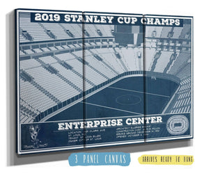 36" x 24" / 3 Panel Canvas Wrap Cutler West St. Louis Blues Enterprise 2019 Stanley Cup Champions - Vintage Hockey Team Color Print