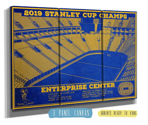 36" x 24" / 3 Panel Canvas Wrap Cutler West St. Louis Blues Enterprise 2019 Stanley Cup Champions - Vintage Hockey Team Color Print