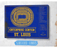 Cutler West St. Louis Blues Team Colors - Enterprise Center Vintage Hockey Blueprint NHL Print