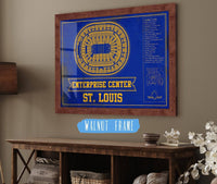 Cutler West St. Louis Blues Team Colors - Enterprise Center Vintage Hockey Blueprint NHL Print