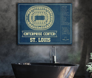 Cutler West St. Louis Blues - Enterprise Center Vintage Hockey Blueprint NHL Print