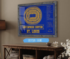 Cutler West St. Louis Blues Team Colors - Enterprise Center Vintage Hockey Blueprint NHL Print