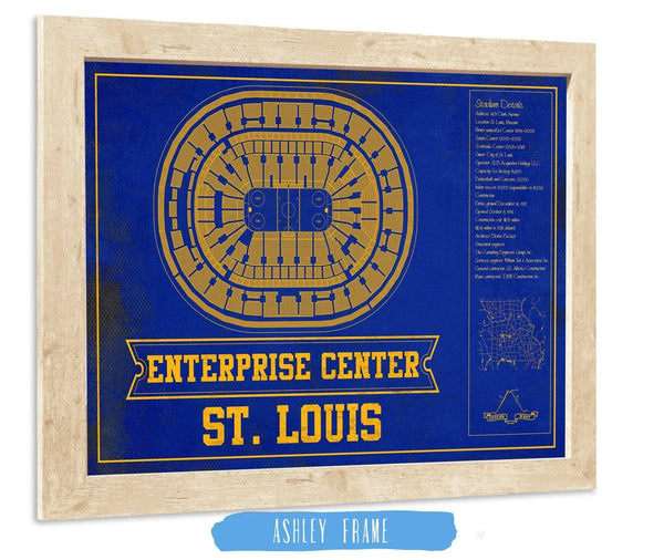Cutler West St. Louis Blues Team Colors - Enterprise Center Vintage Hockey Blueprint NHL Print
