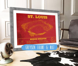 14" x 11" / Greyson Frame & Mat Cutler West St. Louis Cardinals - Busch Stadium Vintage Baseball Print