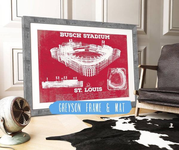 14" x 11" / Greyson Frame & Mat Cutler West St. Louis Cardinals - Busch Stadium - Vintage Baseball Print
