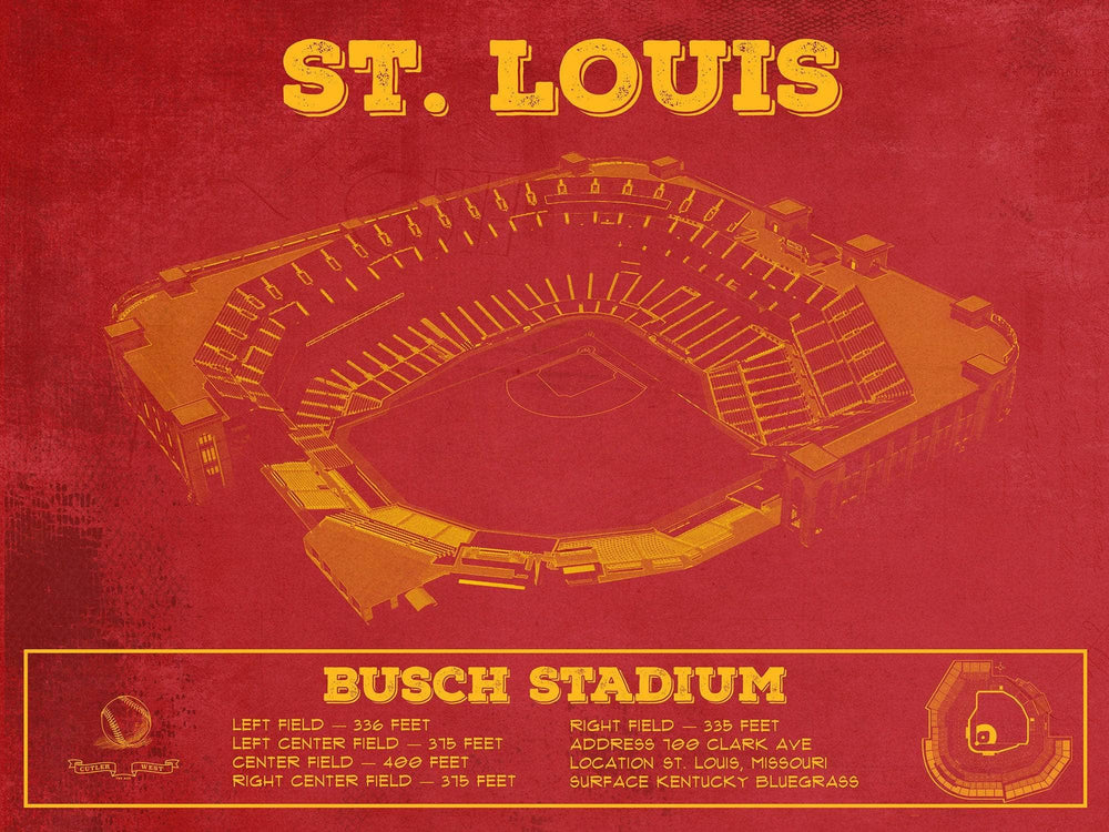 14" x 11" / Stretched Canvas Wrap Cutler West St. Louis Cardinals - Busch Stadium Vintage Baseball Print