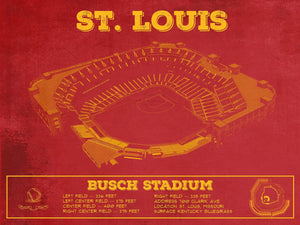 14" x 11" / Unframed Cutler West St. Louis Cardinals - Busch Stadium Vintage Baseball Print