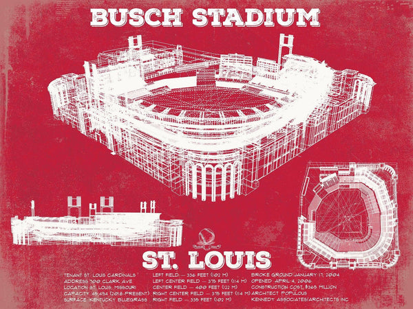 14" x 11" / Unframed Cutler West St. Louis Cardinals - Busch Stadium - Vintage Baseball Print
