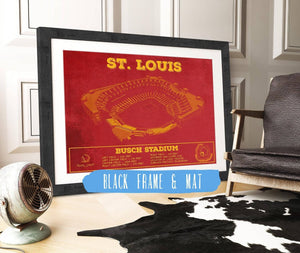 20" x 16" / Black Frame & Mat Cutler West St. Louis Cardinals - Busch Stadium Vintage Baseball Print