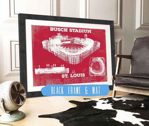 20" x 16" / Black Frame & Mat Cutler West St. Louis Cardinals - Busch Stadium - Vintage Baseball Print