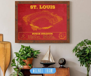 20" x 16" / Walnut Frame Cutler West St. Louis Cardinals - Busch Stadium Vintage Baseball Print