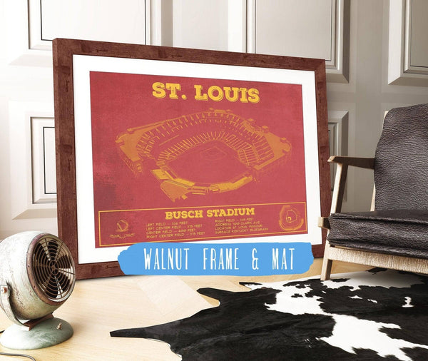 20" x 16" / Walnut Frame & Mat Cutler West St. Louis Cardinals - Busch Stadium Vintage Baseball Print