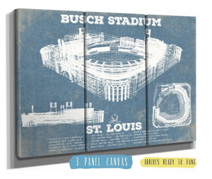 36" x 24" / 3 Panel Canvas Wrap Cutler West St. Louis Cardinals Busch Stadium Vintage Baseball Print
