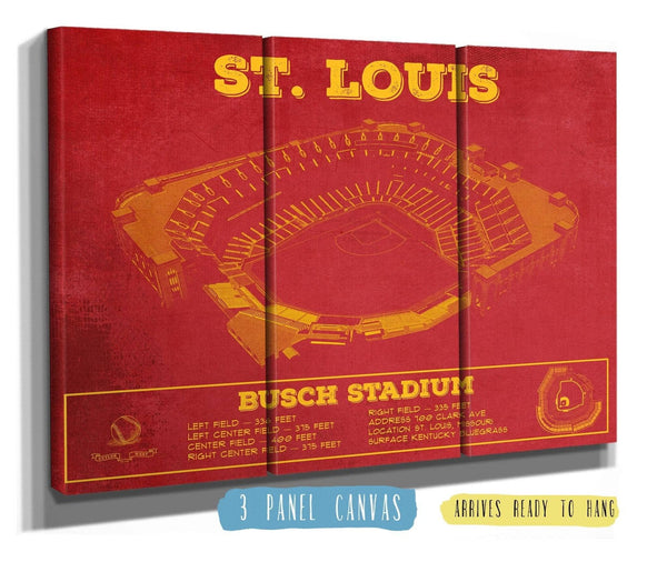 36" x 24" / 3 Panel Canvas Wrap Cutler West St. Louis Cardinals - Busch Stadium Vintage Baseball Print