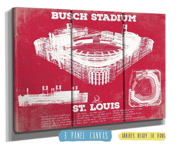 36" x 24" / 3 Panel Canvas Wrap Cutler West St. Louis Cardinals - Busch Stadium - Vintage Baseball Print