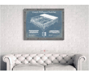 Cutler West Stade Court Philippe Chatrier - Roland Garros - Vintage France Tennis Blueprint Art