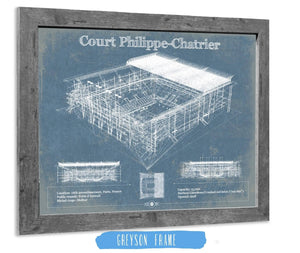 Cutler West Stade Court Philippe Chatrier - Roland Garros - Vintage France Tennis Blueprint Art