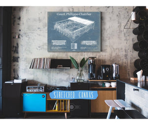 Cutler West Stade Court Philippe Chatrier - Roland Garros - Vintage France Tennis Blueprint Art