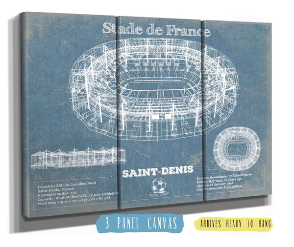 36" x 24" / 3 Panel Canvas Wrap Cutler West Stade de France Vintage Football Stadium Print