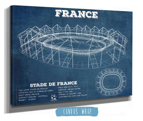 14" x 11" / Stretched Canvas Wrap Cutler West Stade de France Vintage Soccer Stadium Print