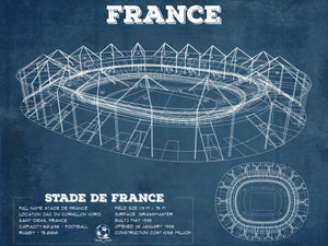 14" x 11" / Unframed Cutler West Stade de France Vintage Soccer Stadium Print