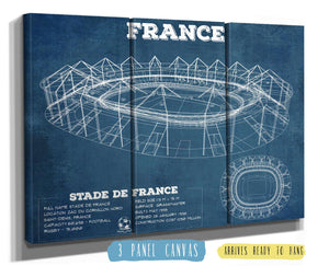 36" x 24" / 3 Panel Canvas Wrap Cutler West Stade de France Vintage Soccer Stadium Print