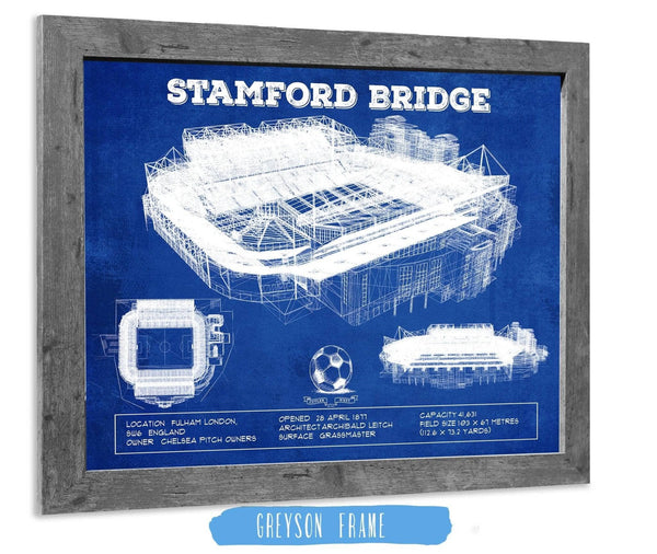 14" x 11" / Greyson Frame Cutler West Stamford Bridge - Chelsea FC European Football Soccer Stadium Print