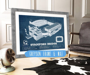 14" x 11" / Greyson Frame & Mat Cutler West Stamford Bridge Chelsea FC European Football Soccer Stadium Print