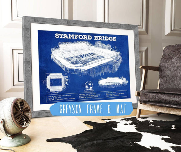 14" x 11" / Greyson Frame & Mat Cutler West Stamford Bridge - Chelsea FC European Football Soccer Stadium Print