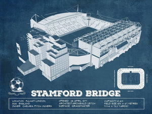 14" x 11" / Unframed Cutler West Stamford Bridge Chelsea FC European Football Soccer Stadium Print