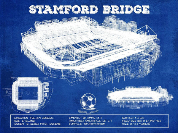 14" x 11" / Unframed Cutler West Stamford Bridge - Chelsea FC European Football Soccer Stadium Print
