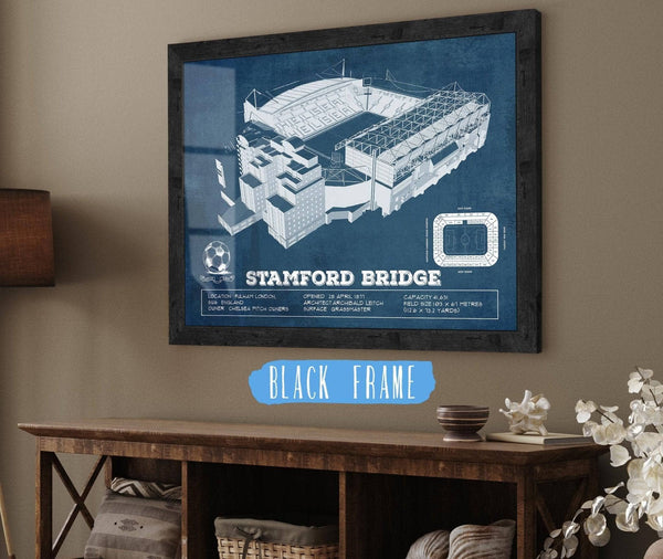 20" x 16" / Black Frame Cutler West Stamford Bridge Chelsea FC European Football Soccer Stadium Print