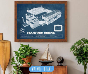 20" x 16" / Walnut Frame Cutler West Stamford Bridge Chelsea FC European Football Soccer Stadium Print
